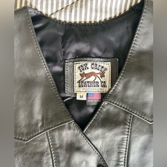 Fox Creek Black Leather Vest Sz Med Made In USA Good Conditions - Picture 2 of 6